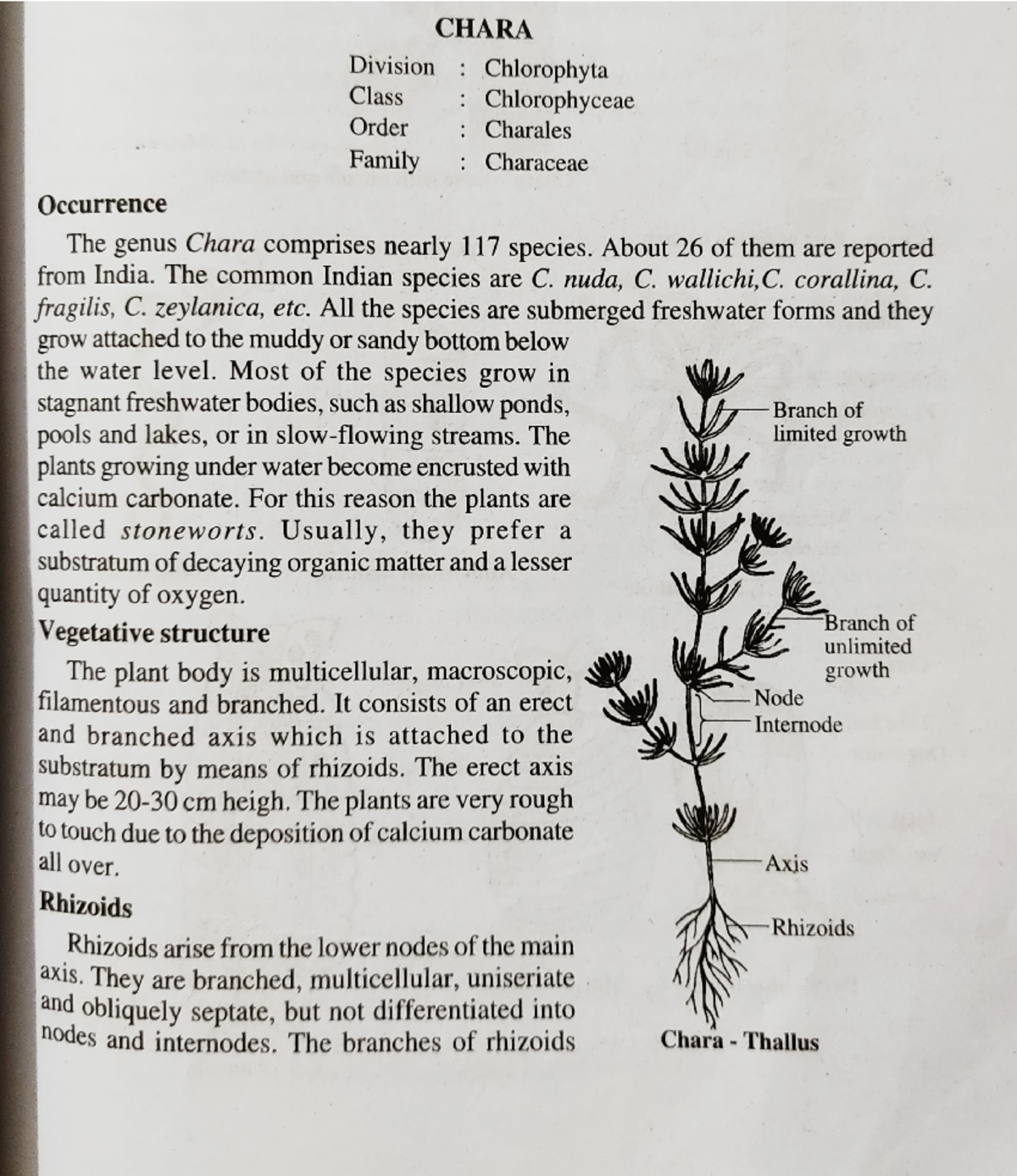 Chara: Comprehensive Study Notes for BSc Botany Students - Studocu