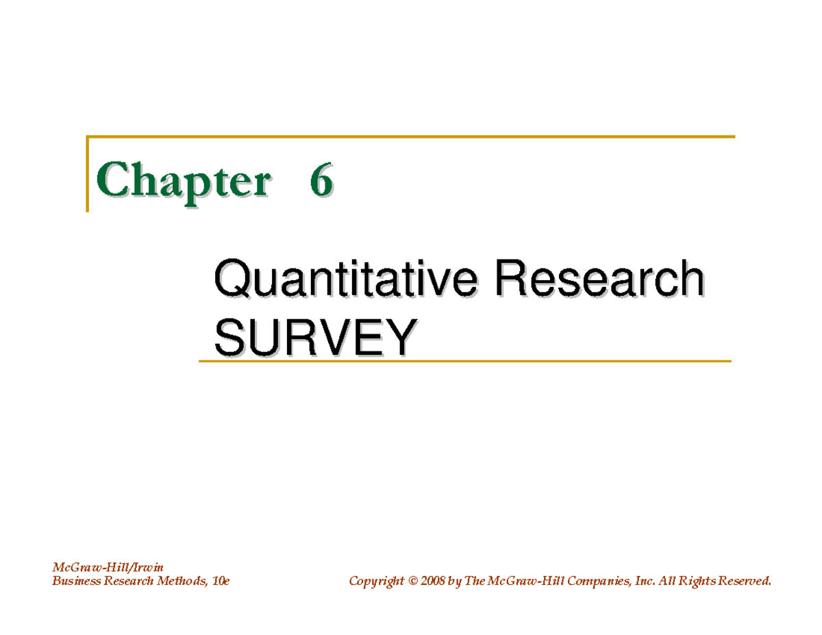 Chapter 6 - Quantitative Research Methods in Business (SURVEY) - Studocu