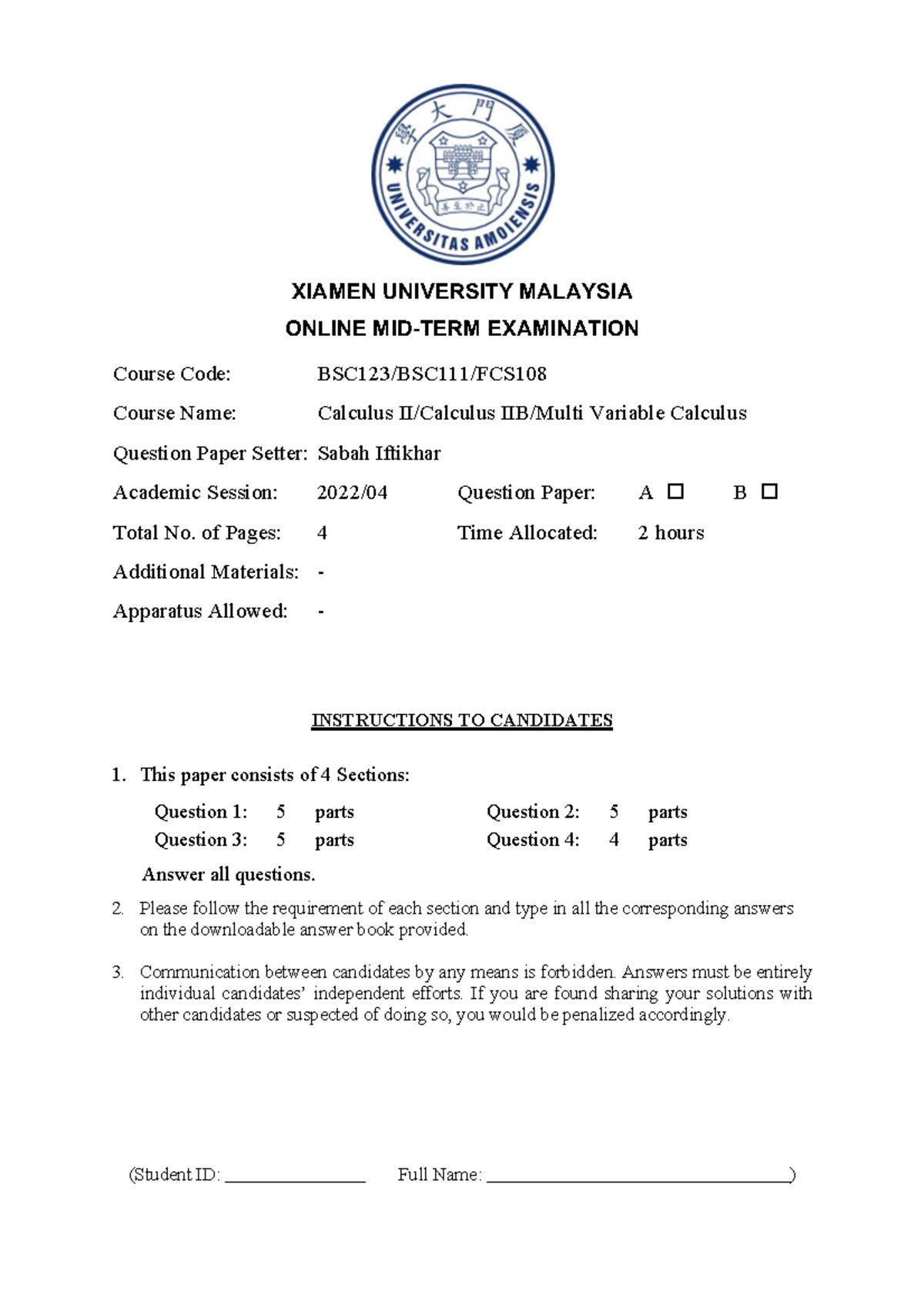 Question Paper - this is very good for exam. please use it for exam ...