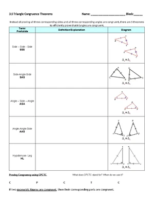 Triangle Congruence Proofs - Geometry 3.7 - Studocu