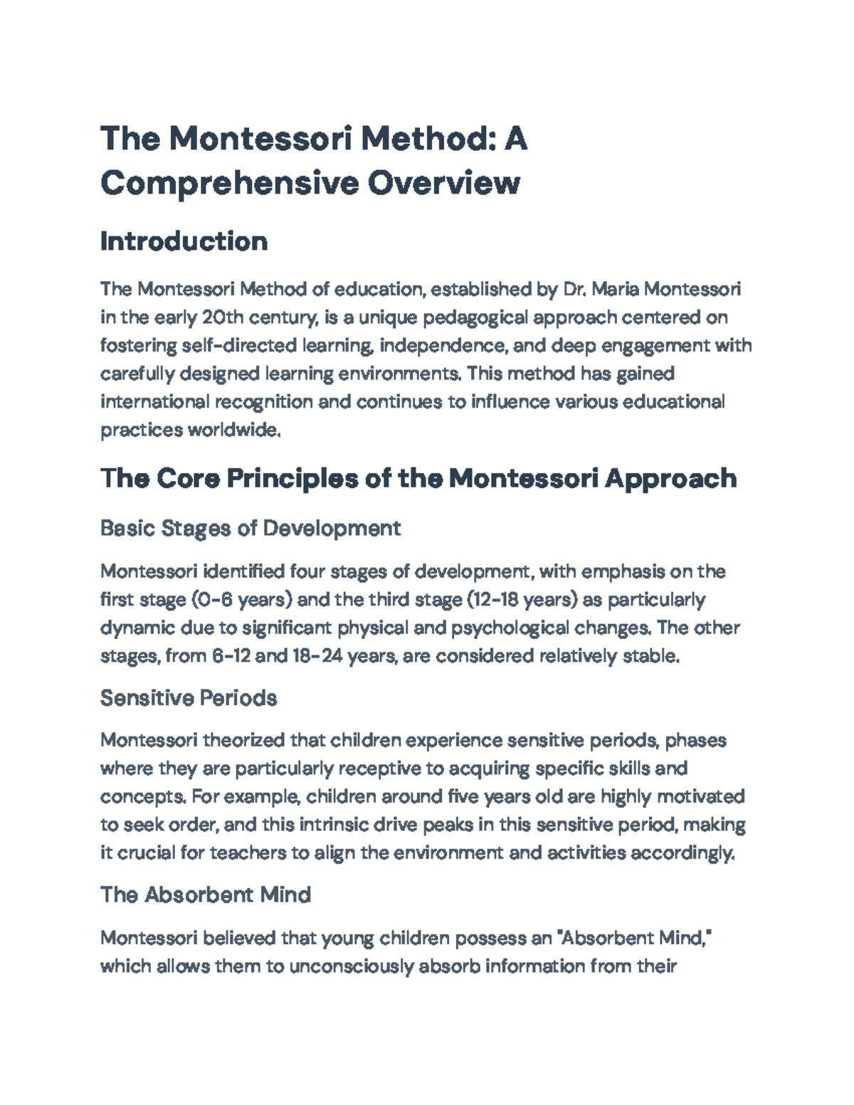 Comprehensive Overview of the Montessori Method: Principles & Practices ...