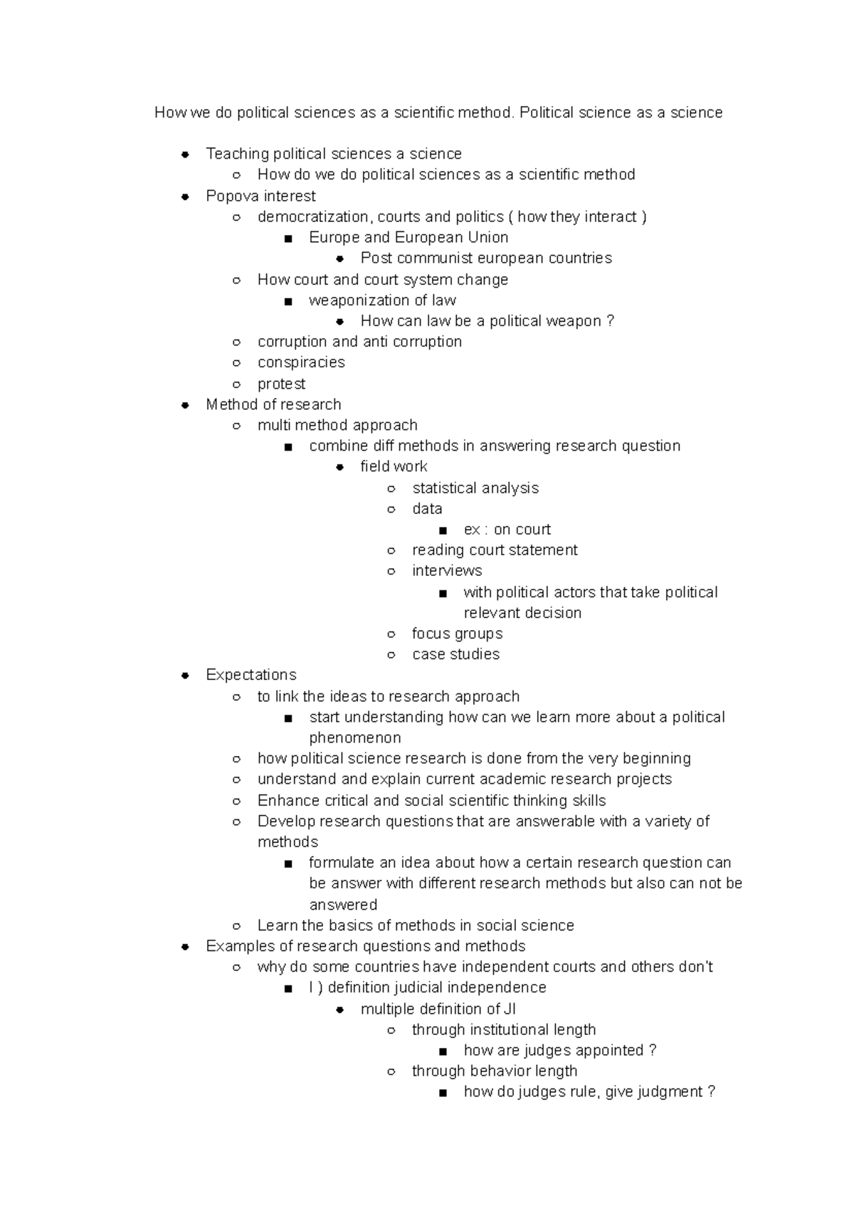 POLI 210 - Lecture Notes on Political Science as a Scientific Method ...