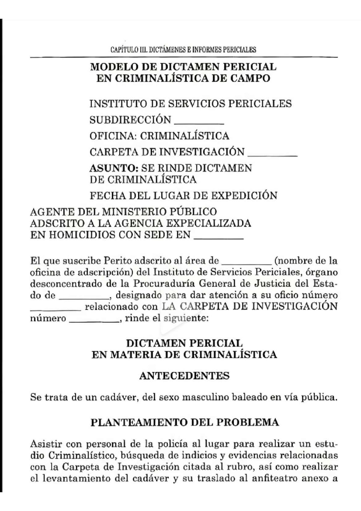 Dictamen Pericial en Criminalística de Campo - Inf. Final - Studocu
