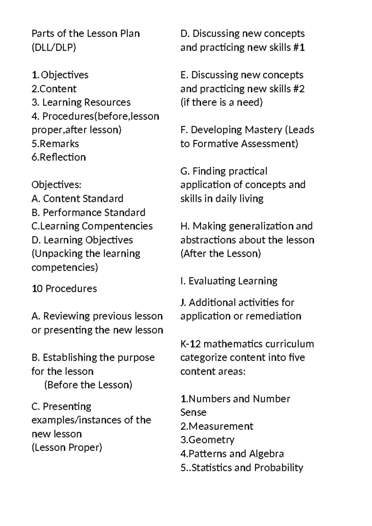 Parts of the Daily Lesson Plan (DLL): Key Components & Procedures - Studocu