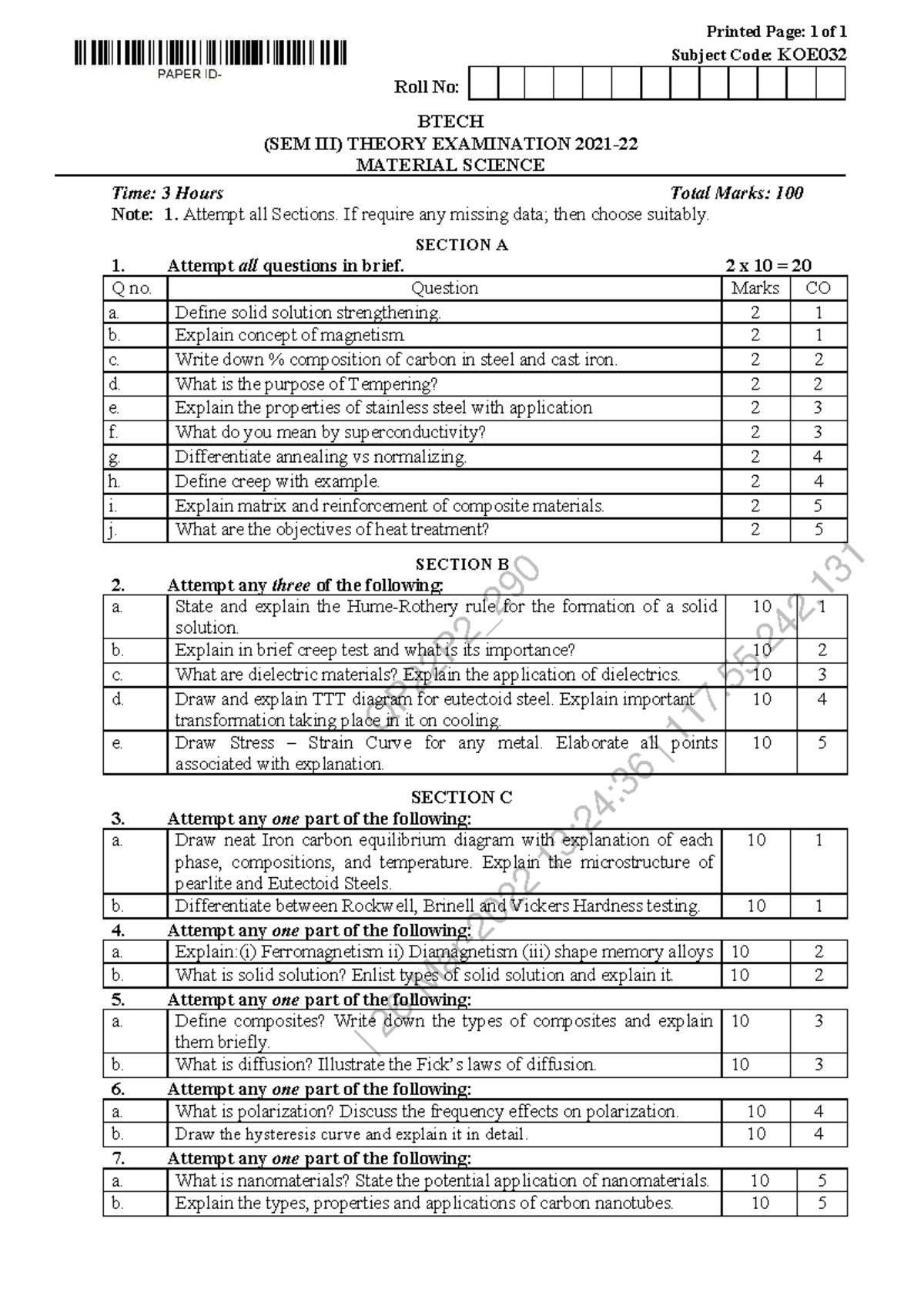 Material Science KOE032 Final Exam Study Guide - Studocu