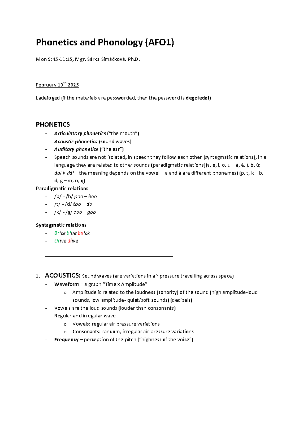 Phonetics And Phonology Lecture Notes Afo1 Comprehensive Overview