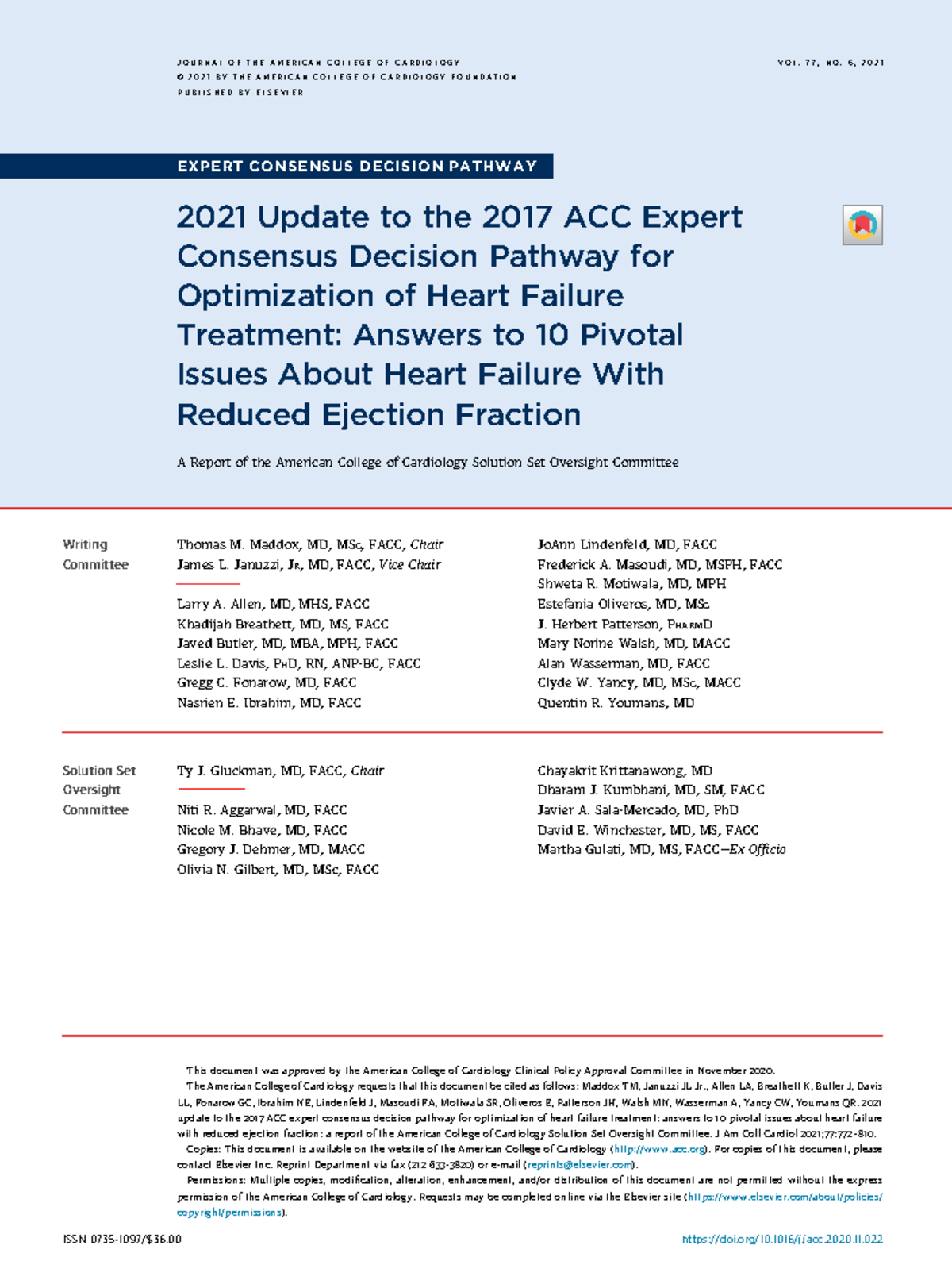 HD 2021 Update: ACC Expert Consensus on Heart Failure Treatment ...
