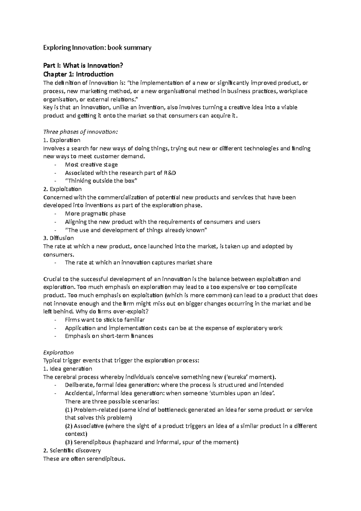 Innovating Success: Summary of Innovation Theories and Practices ...