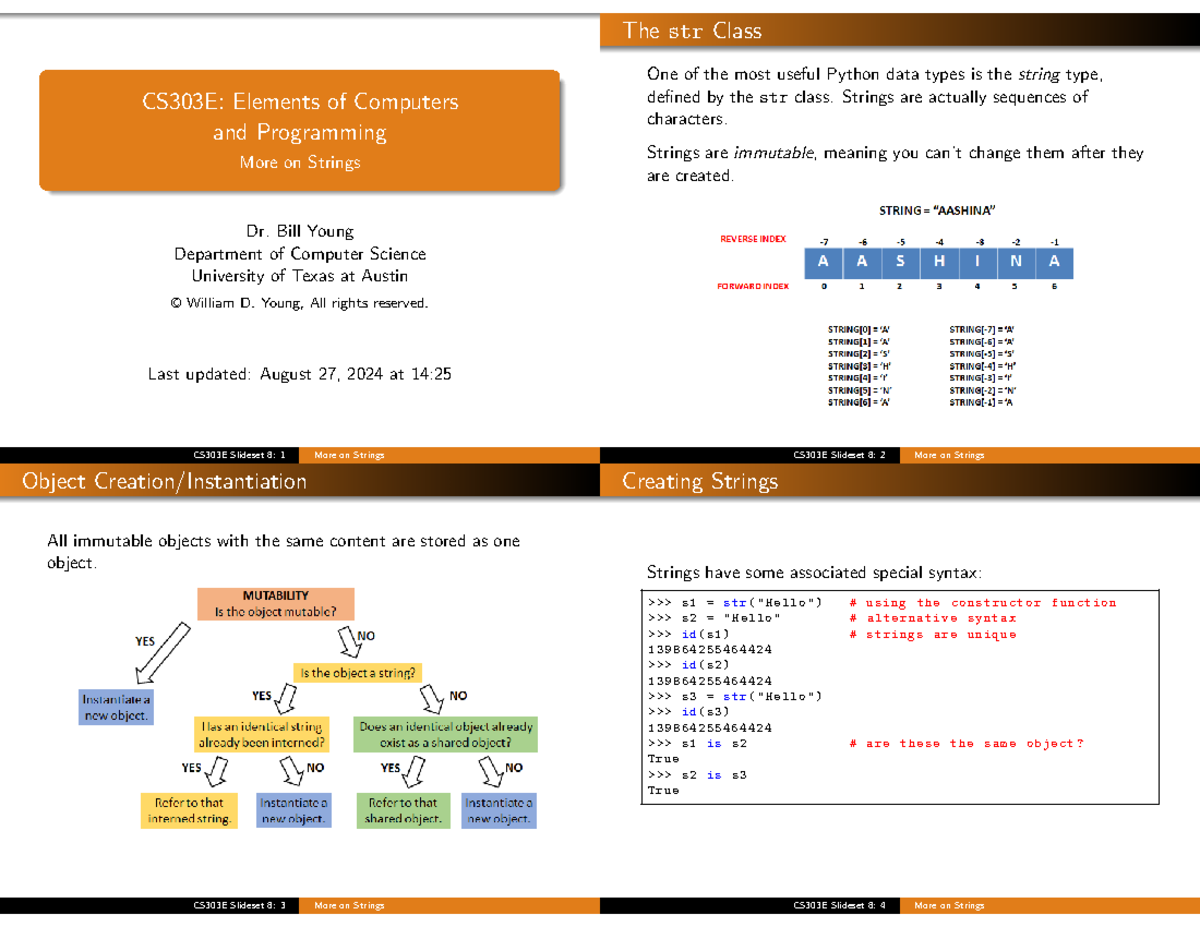 CS303E: More on Strings - Techniques and Methods in Python Programming ...