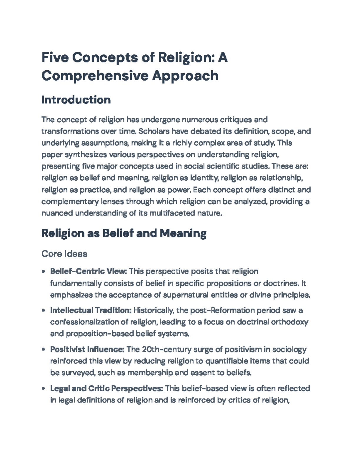 Five Major Concepts of Religion: A Comprehensive Analysis - Five ...