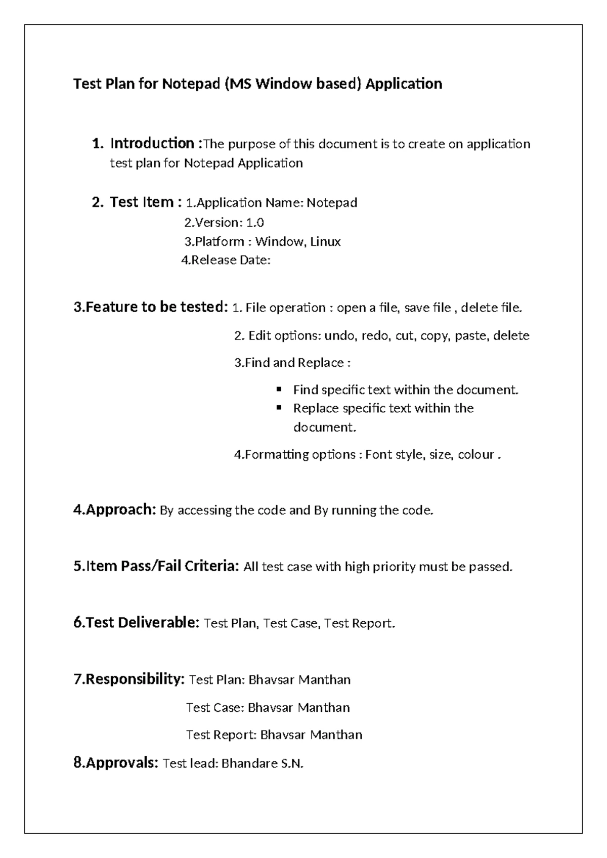Test Plan for Notepad Application (MS Windows) - STETestcase - Studocu