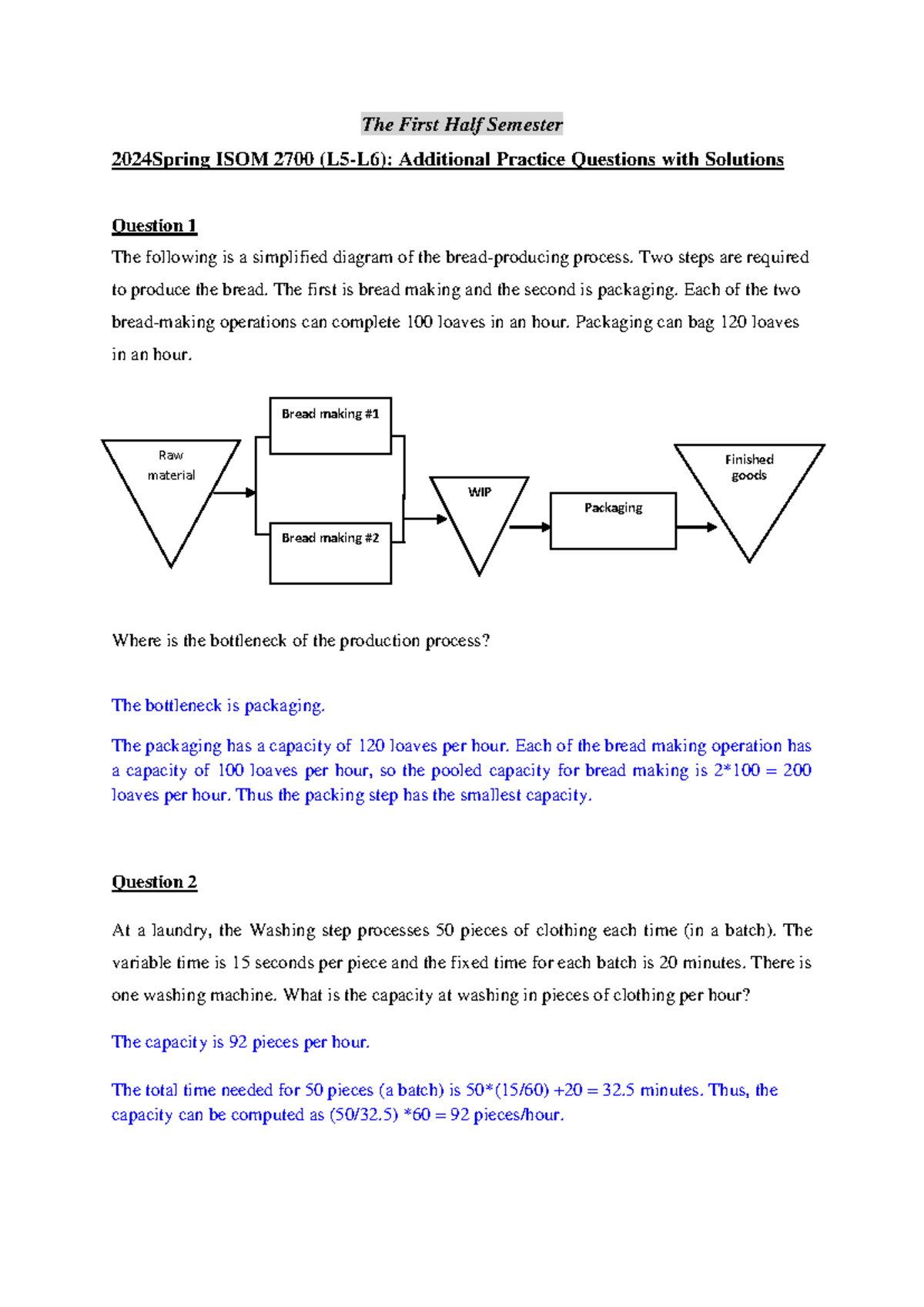 ISOM 2700 Extra Practice Set Solutions for 2024 Spring (1st Half) - Studocu