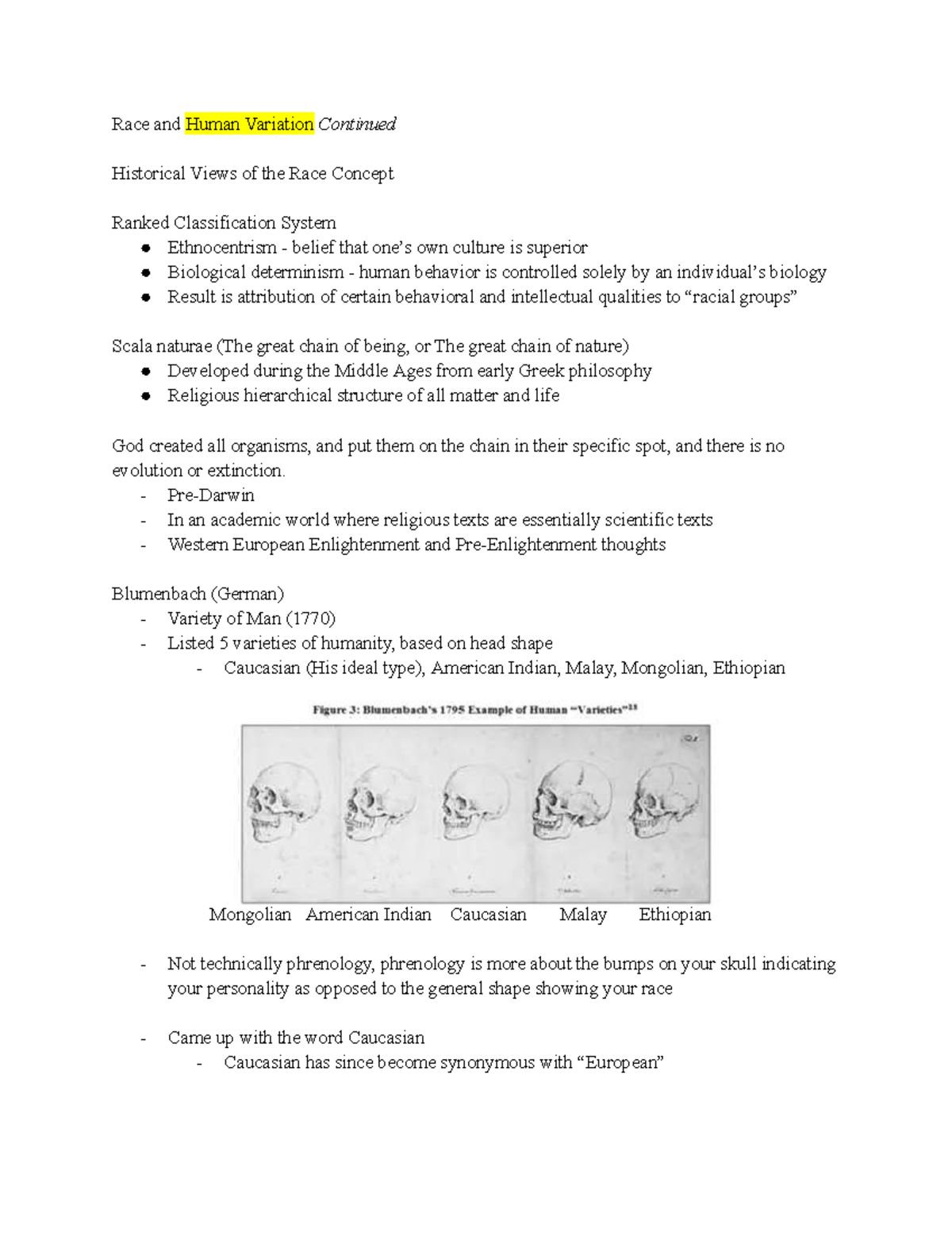 Race and Human Variation: Historical Perspectives - Studocu