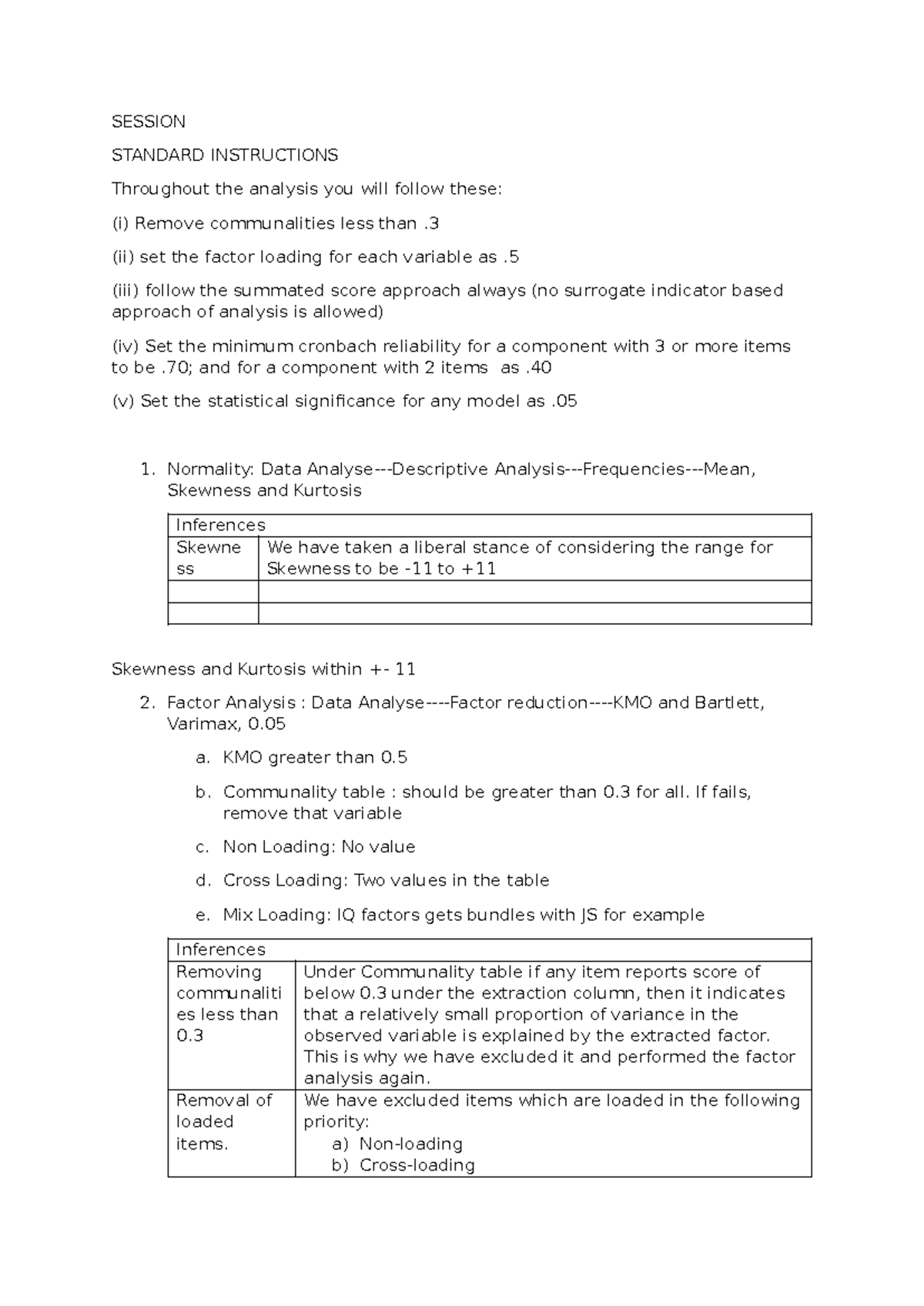 SRM 101: Factor Analysis and Reliability Testing Guidelines - Studocu
