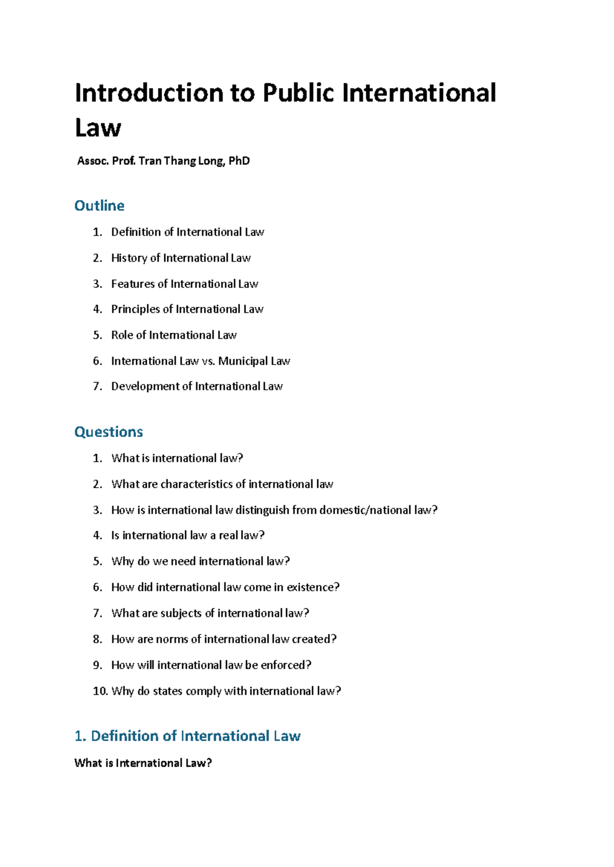 Introduction to Public International Law: Key Concepts & Principles ...