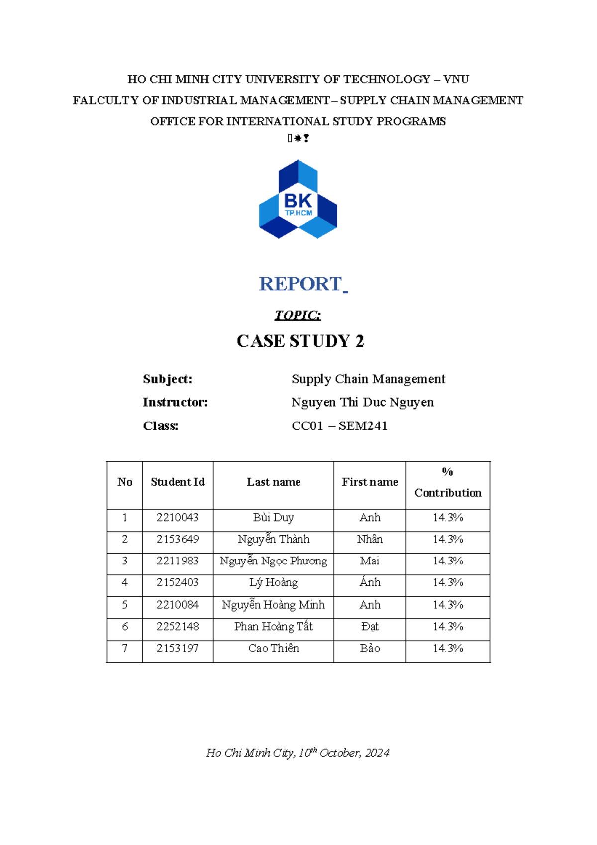 Group-2 Case-study-2 SCM - HO CHI MINH CITY UNIVERSITY OF TECHNOLOGY ...