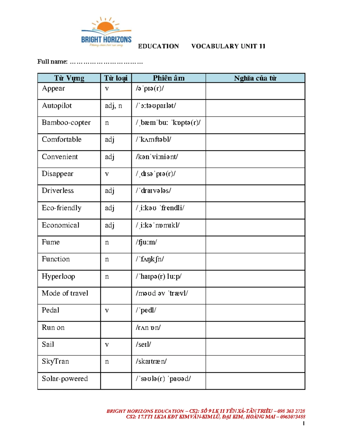 Education Vocabulary Unit 9: Key Terms & Definitions - Studocu