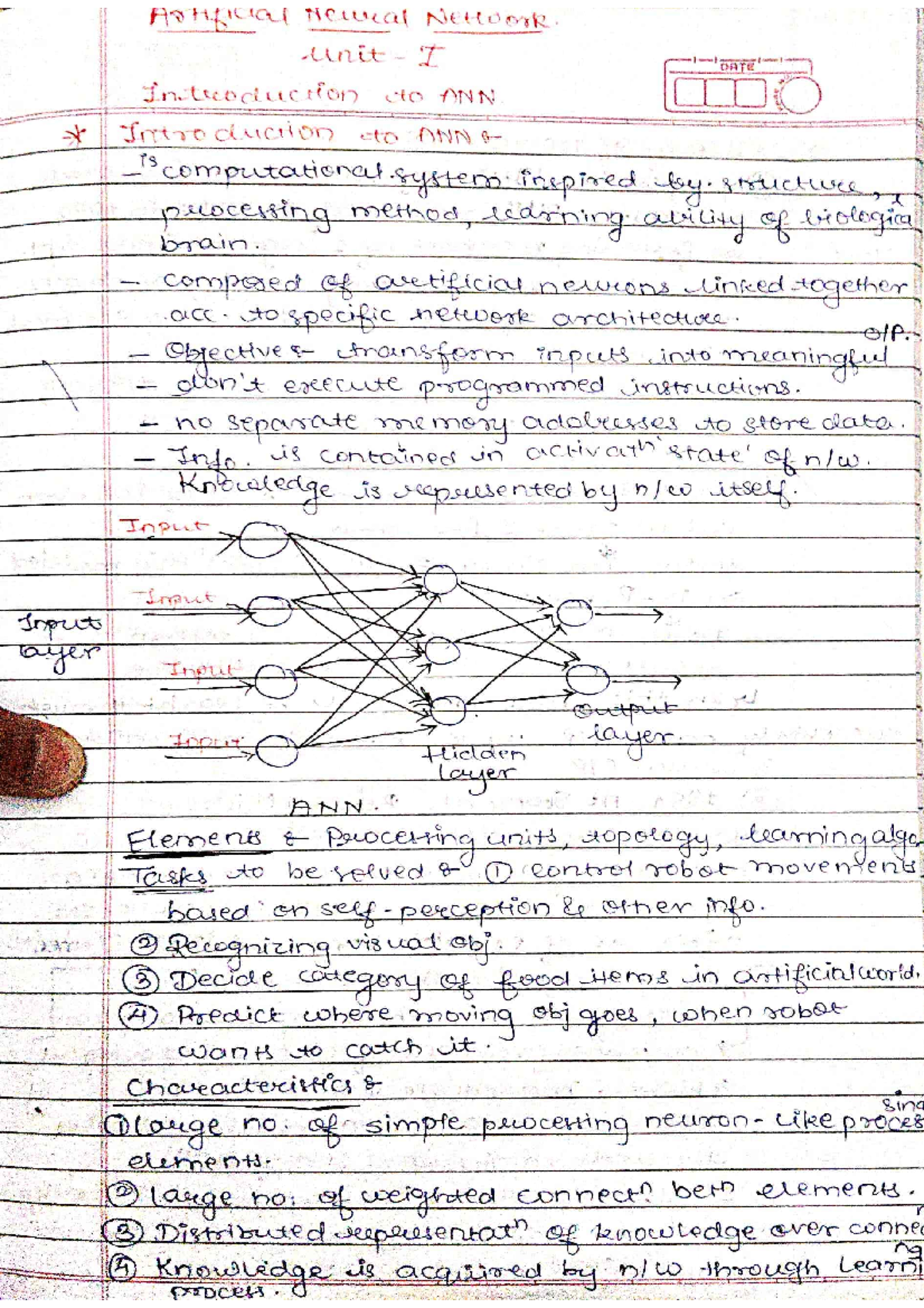 ANN Unit I: Introduction to Artificial Neural Networks and Their ...