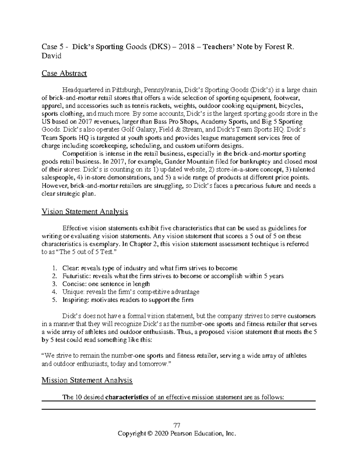 Case Study Analysis: Sporting Goods (DKS) 2018 Strategic Insights - Studocu
