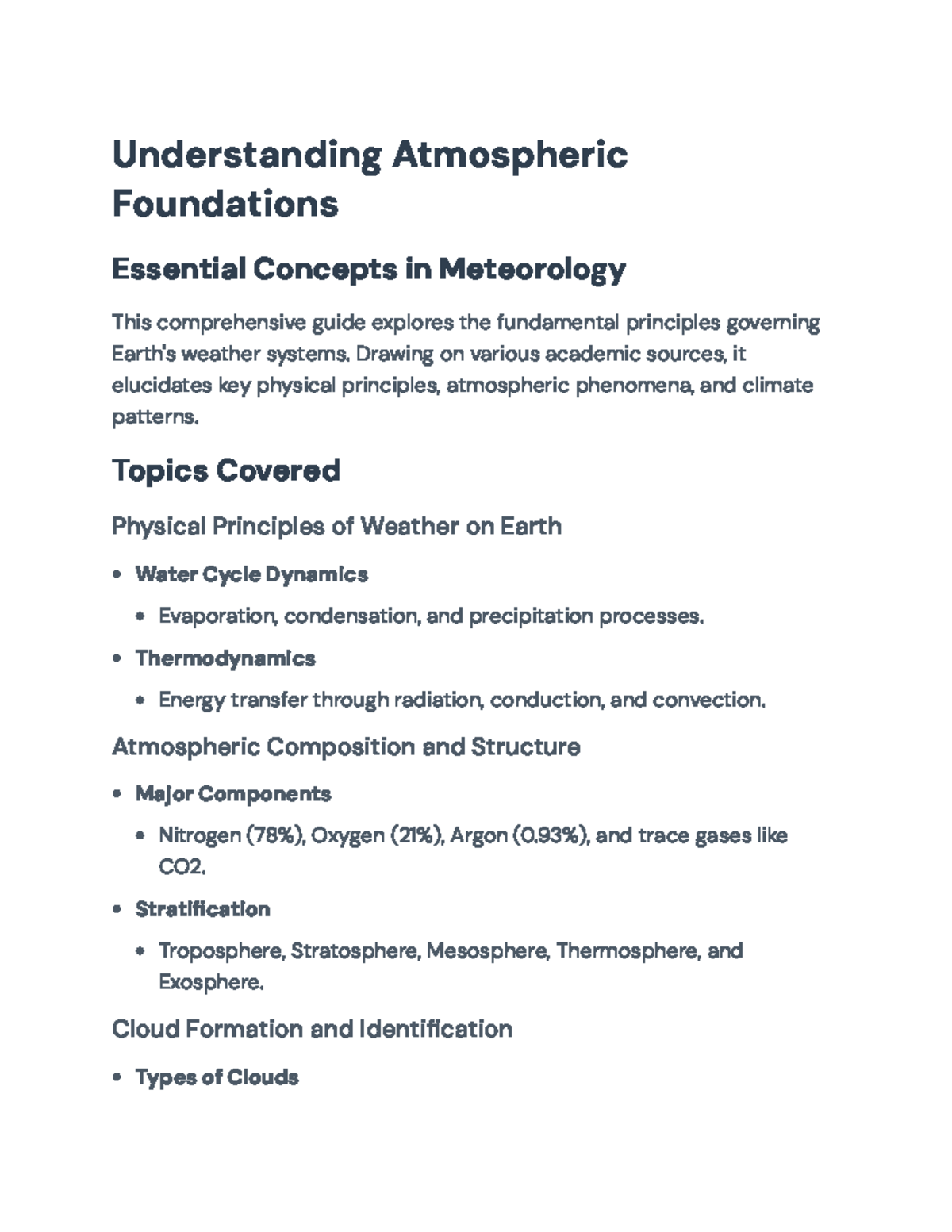 Understanding Atmospheric Foundations Essential Concepts in MET101