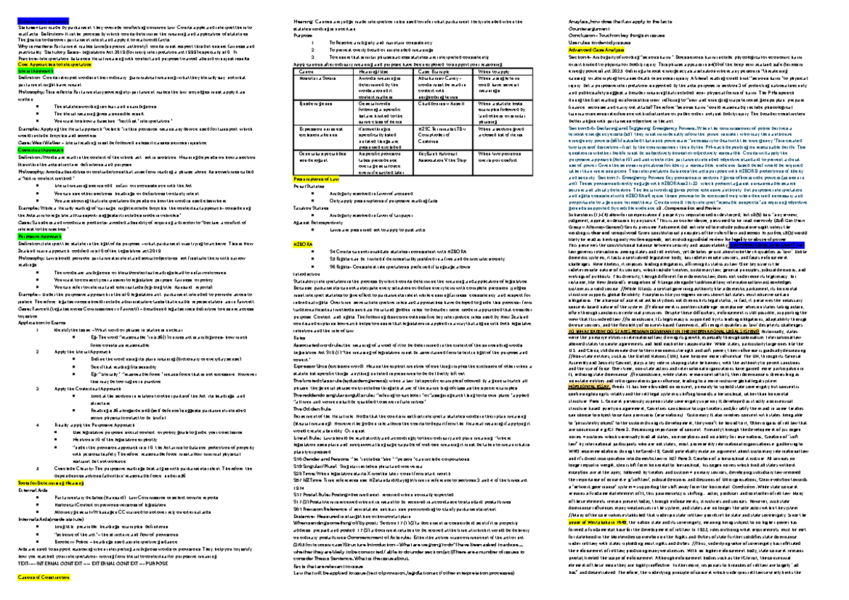 Law 101: Statutory Interpretation Cheat Sheet for Final Exam - Studocu
