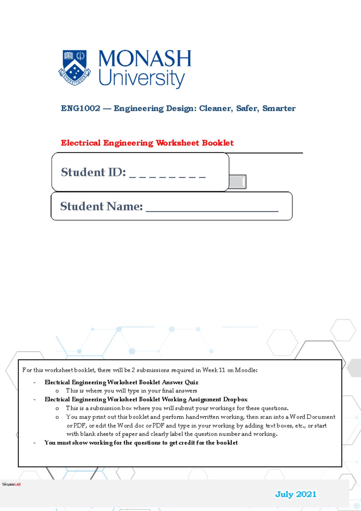 ENG1002 - Electrical Worksheet Booklet 2021 S2 - ENG1002 — Engineering ...