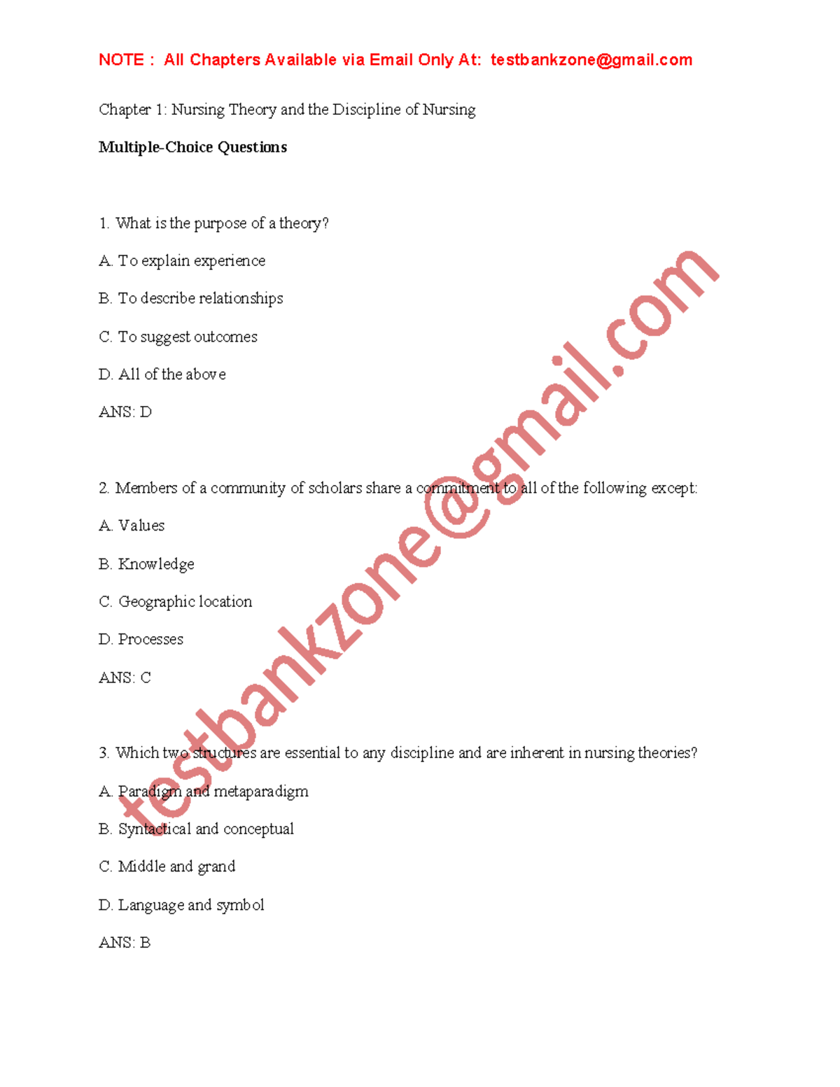 Test Bank for Nursing Theories & Practice (NUR 101) - Chapter 1 MCQs ...