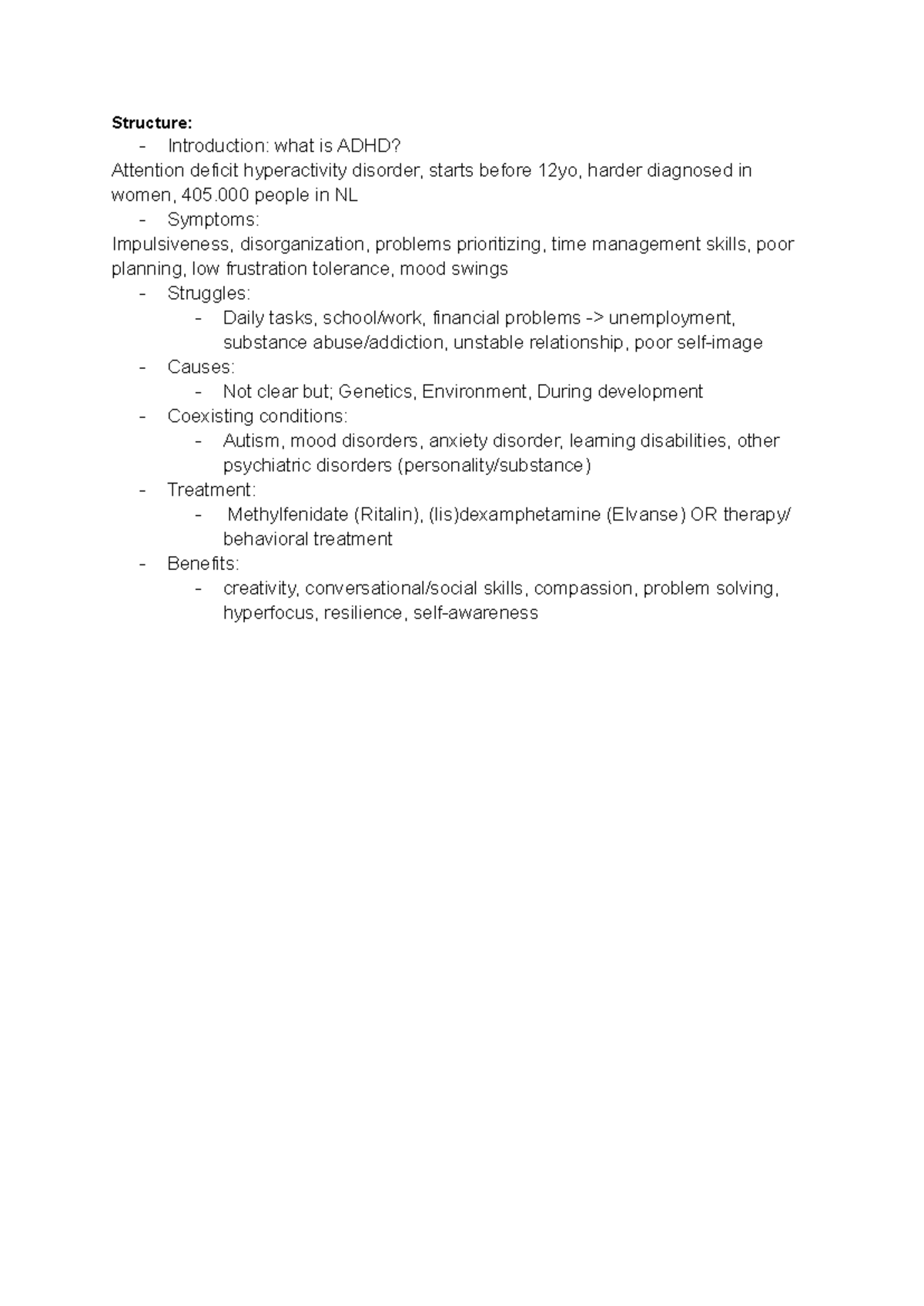 Presentation ADHD - Structure: - Introduction: what is ADHD? Attention ...