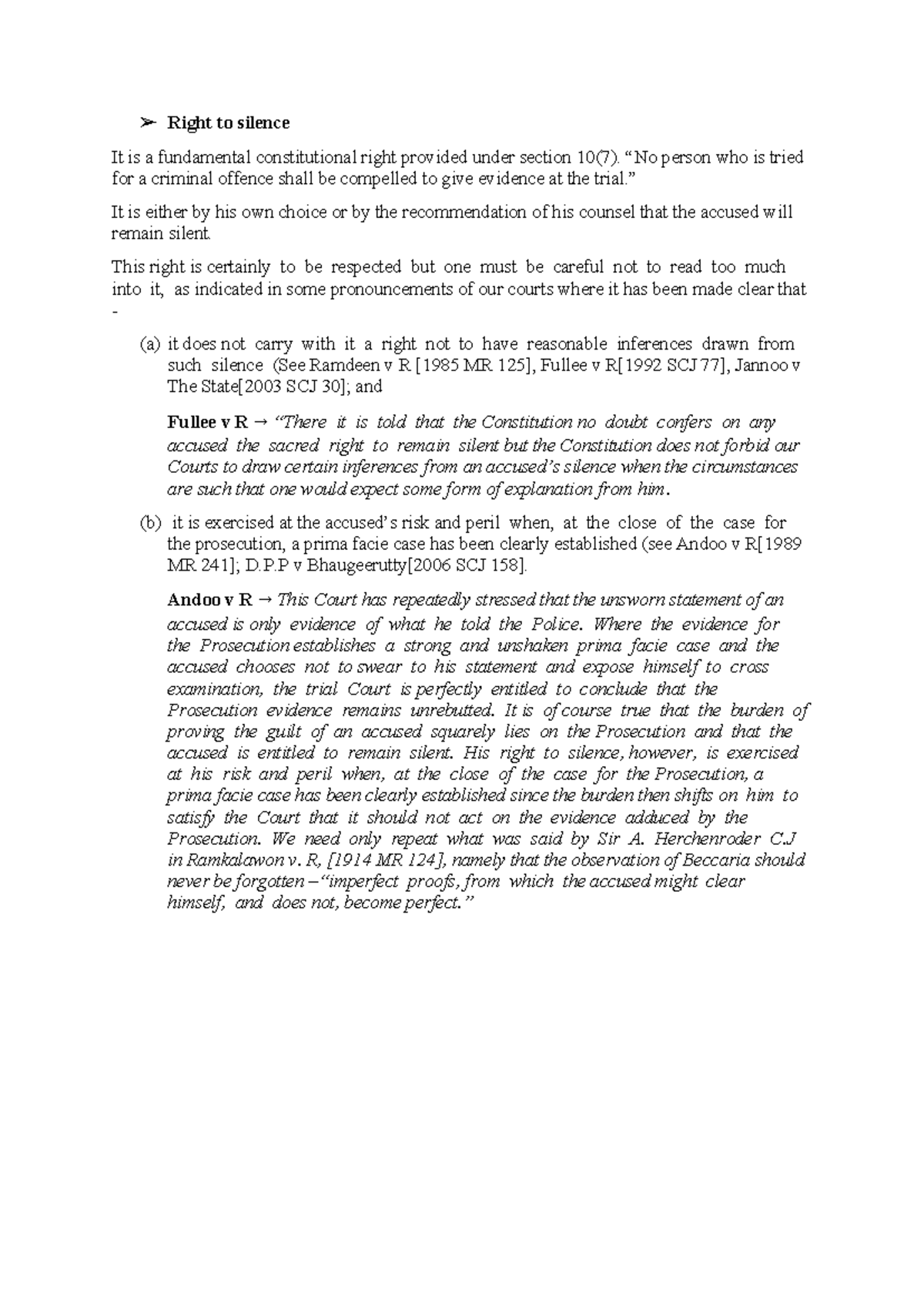 Right to Silence of the Accused: Legal Framework & Implications - Studocu