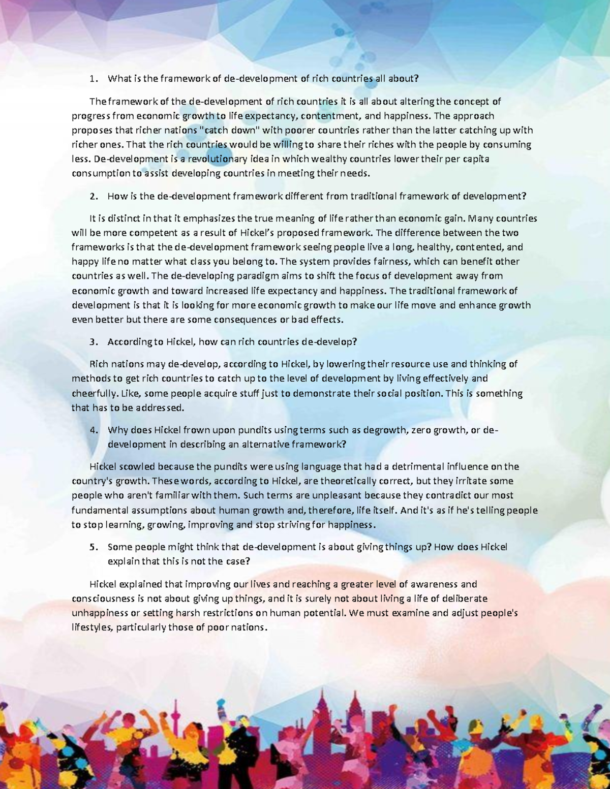 Revolutionizing Development: Insights on De-Development Framework - Studocu