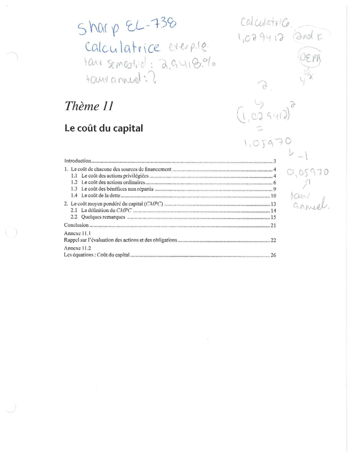 FIN1020 Chapitre 11-12 : Coût du Capital - Notes et Exemples Expliqués ...