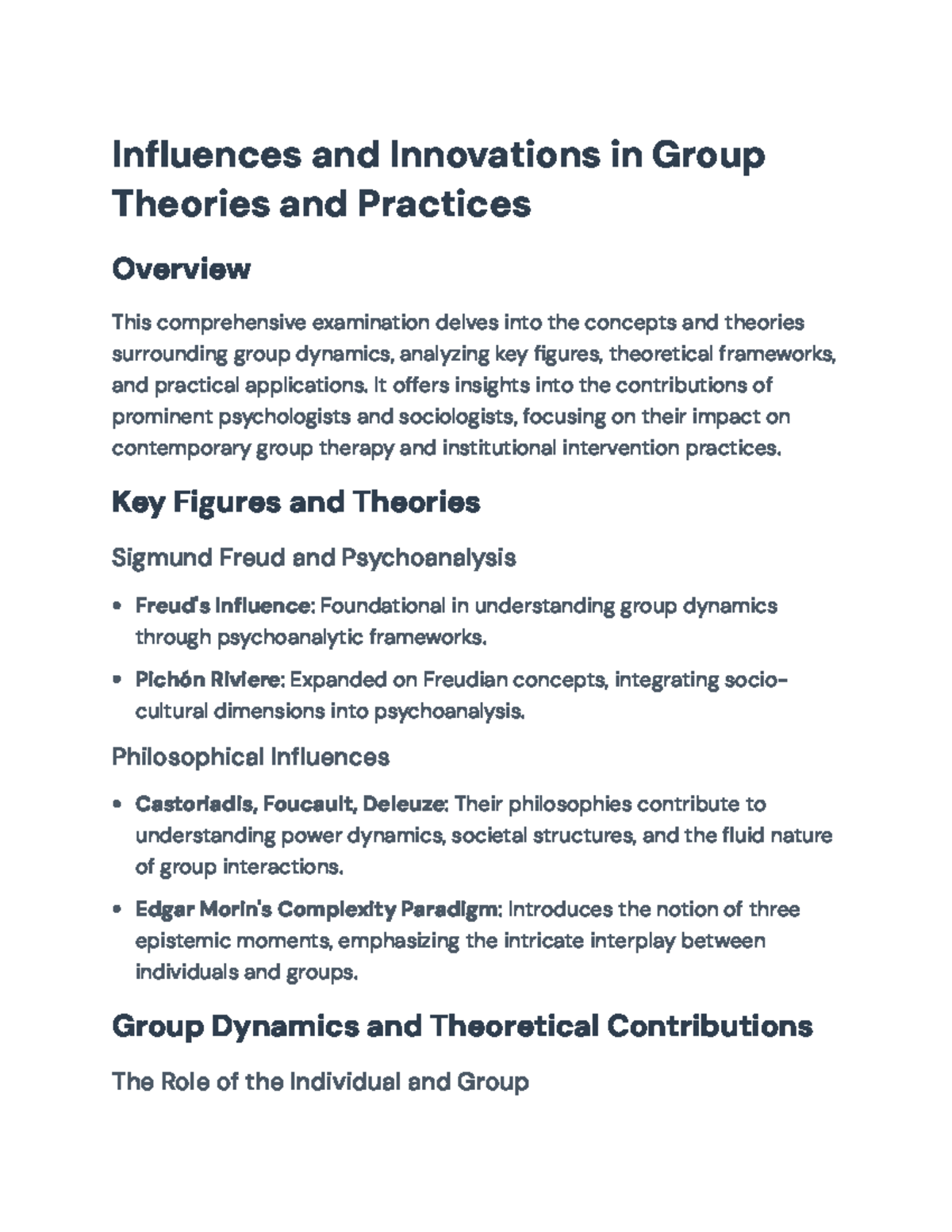 Influences in Group Dynamics: Theoretical and Practical Insights ...