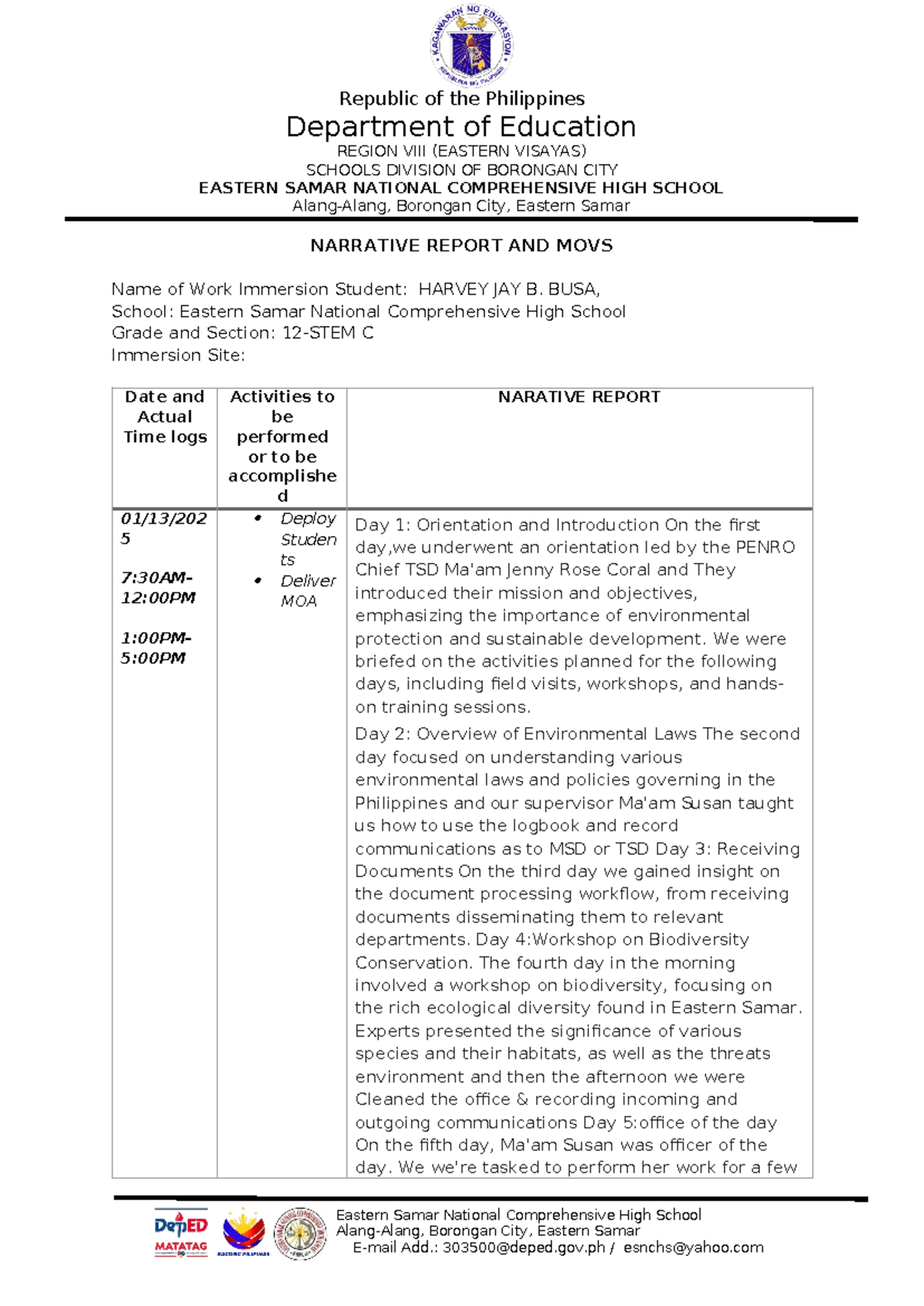 Narrative-report-template - Eastern Samar National Comprehensive High ...