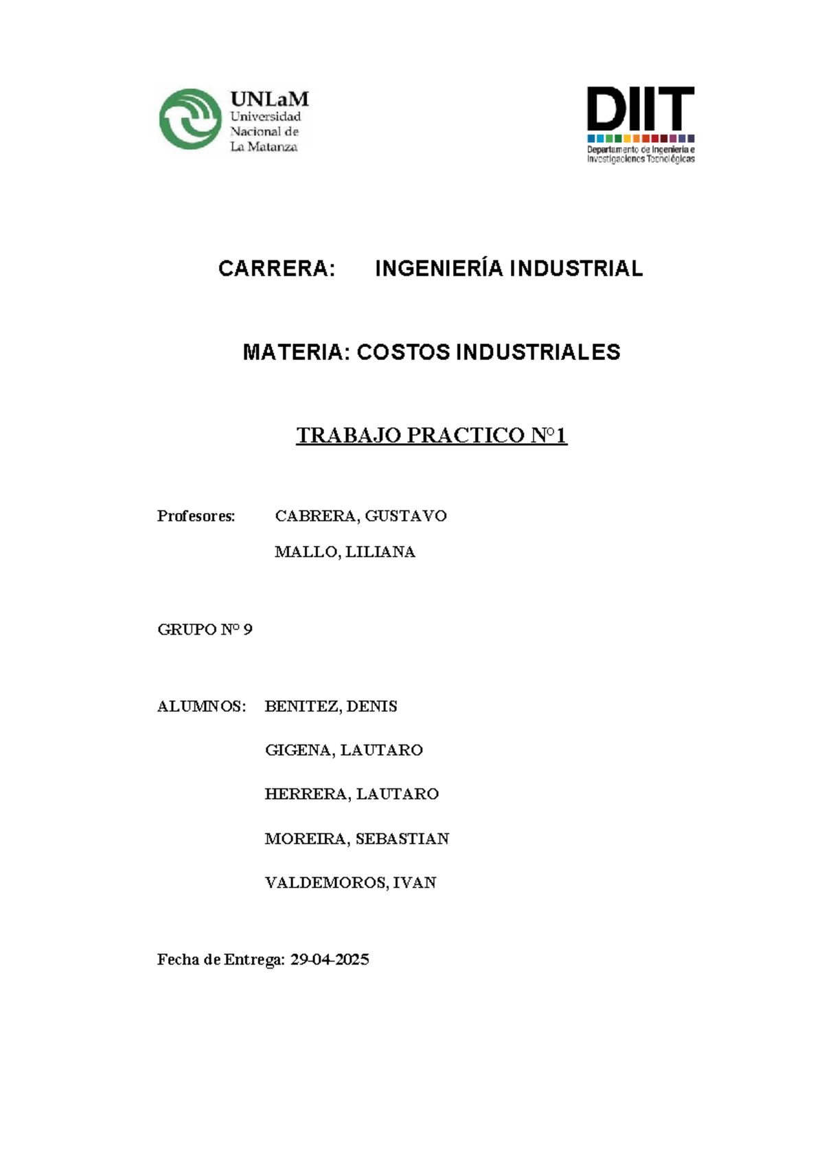 TP1: Costos Industriales - Análisis y Clasificación de Costos - Studocu