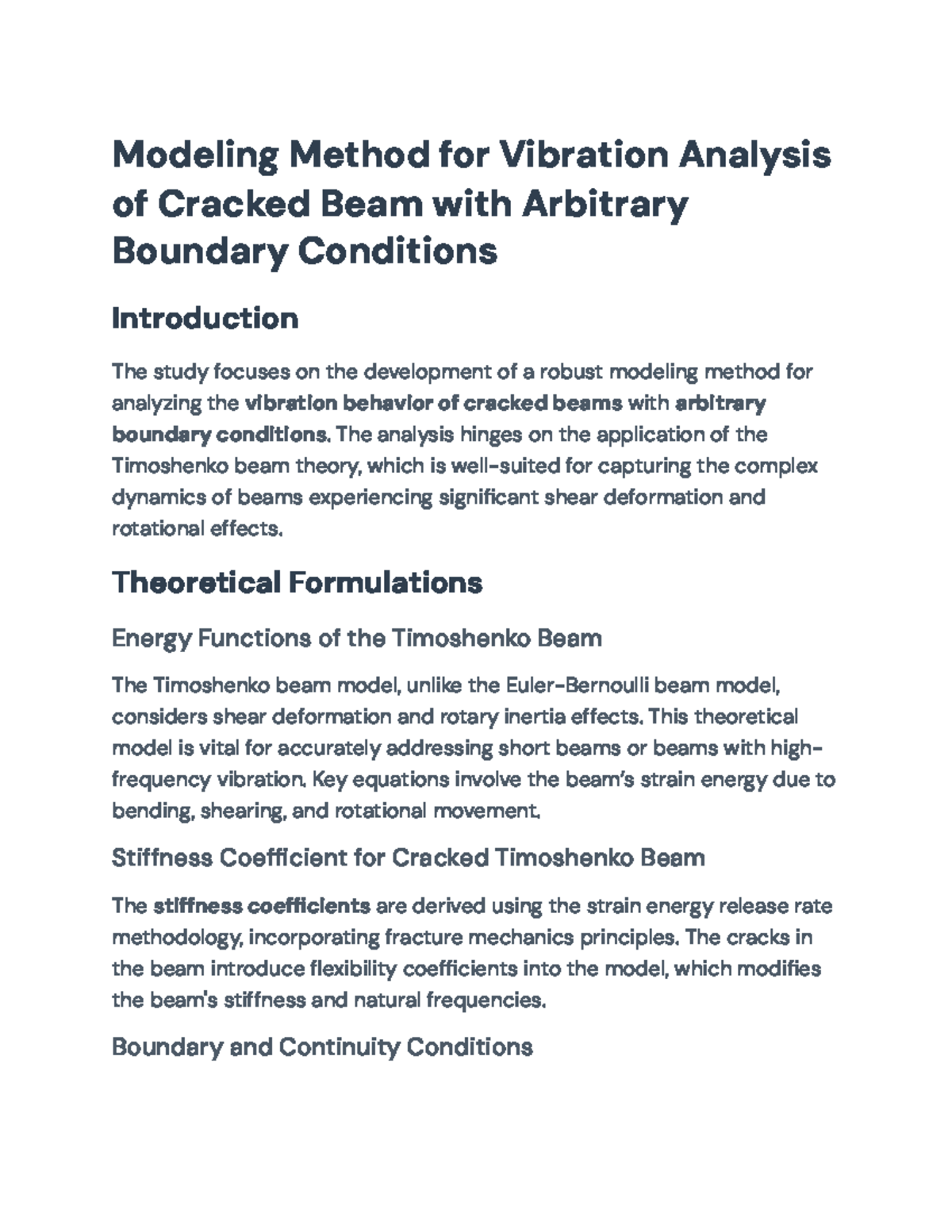 Modeling Method for Vibration Analysis of Cracked Beams (ENG 301) - Studocu