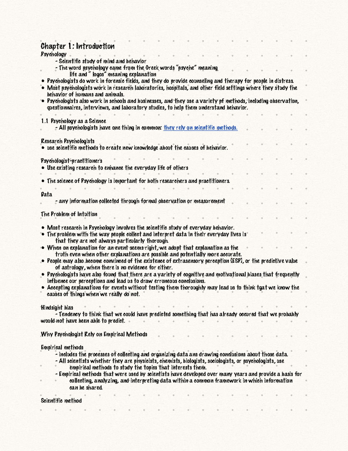 PSY101: Chapter 1 - Introduction to Psychology and Its Scientific Basis ...