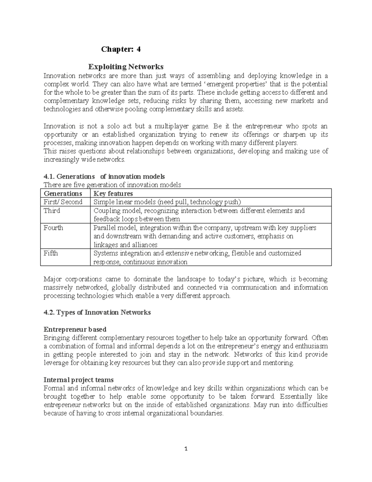 Ch 4 - Innovation Networks: Concepts and Types in IM Course Materials ...