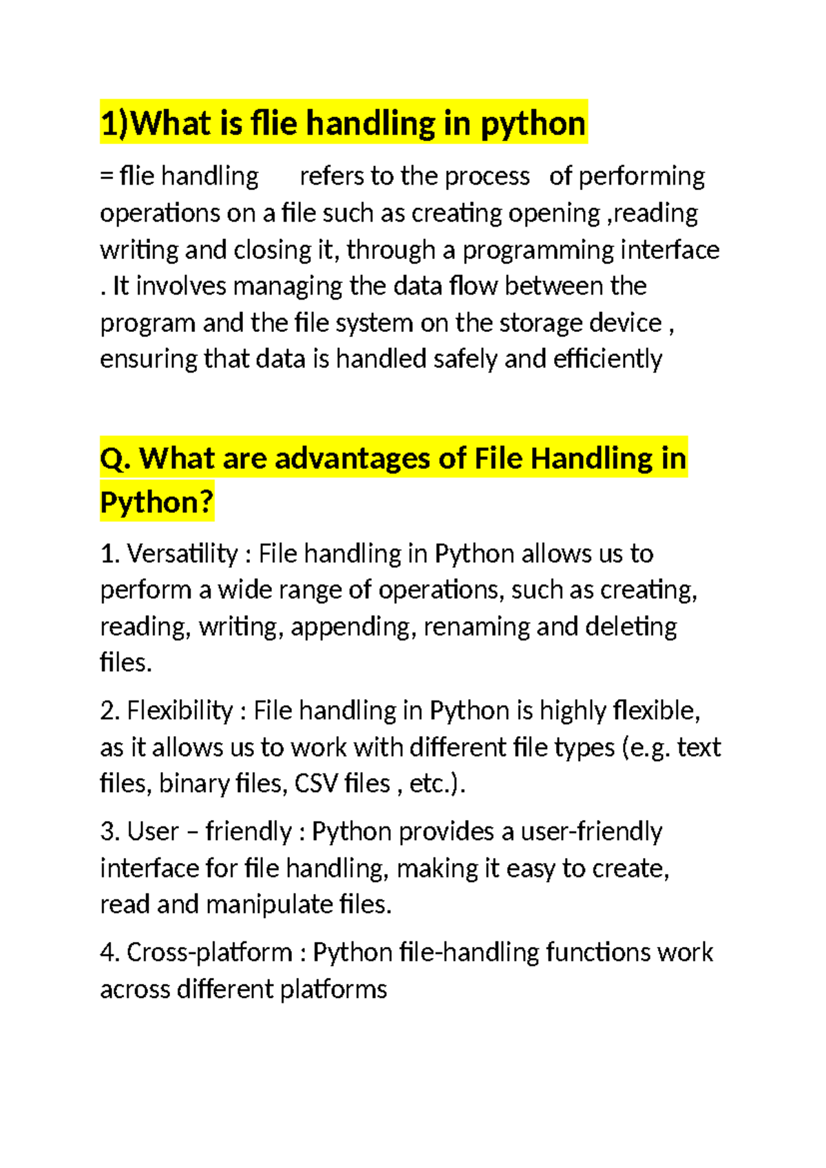 Python Class 0: Understanding File Handling in Python - Studocu