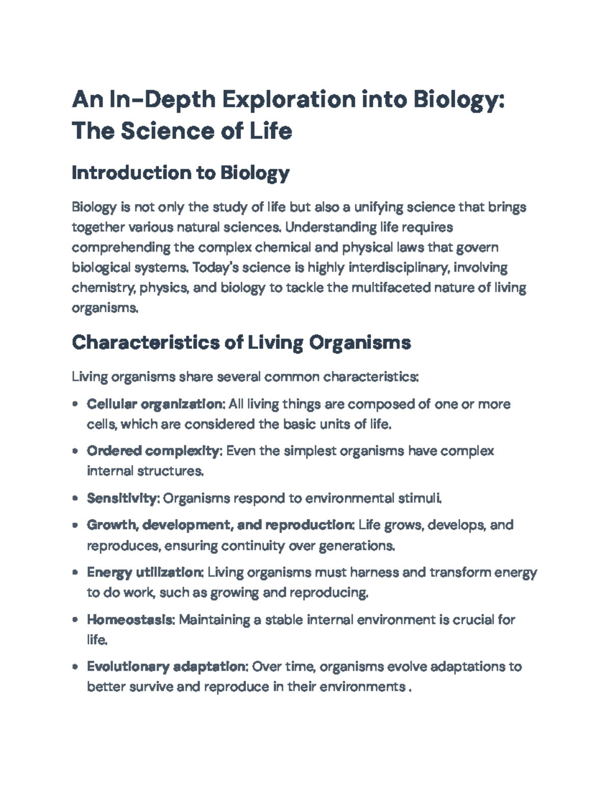 In-Depth Study of Biology: Principles, Evolution, and Life Systems - An ...
