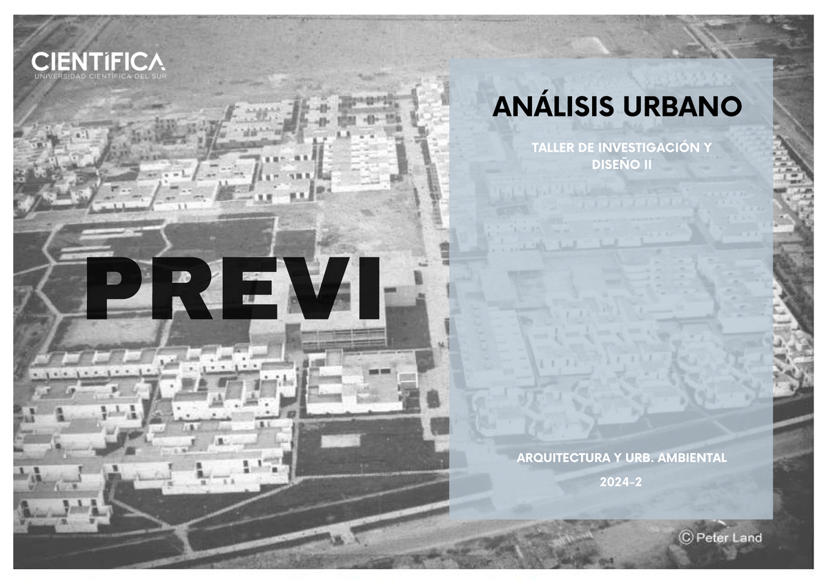 Análisis Urbano del Proyecto PREVI: Taller de Investigación II - Studocu