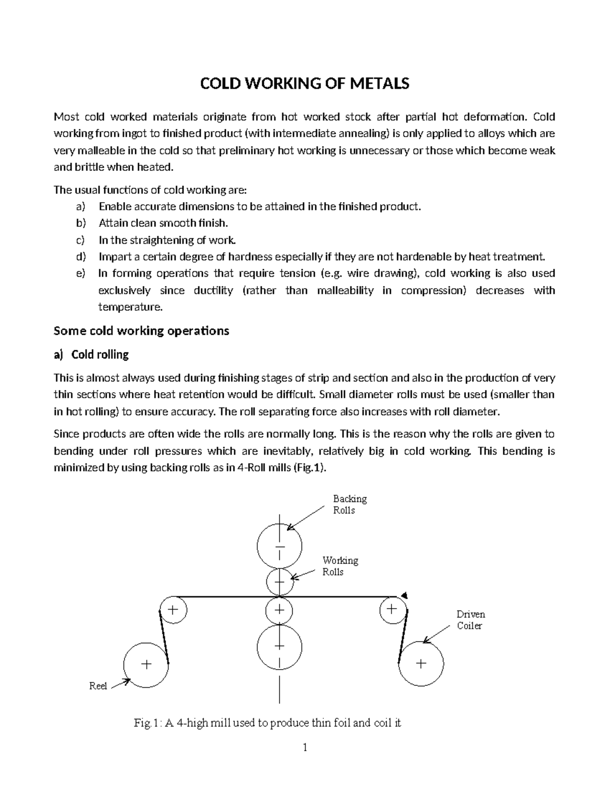 2c COLD Working OF Metals - Reel Backing Rolls Working Rolls Driven ...