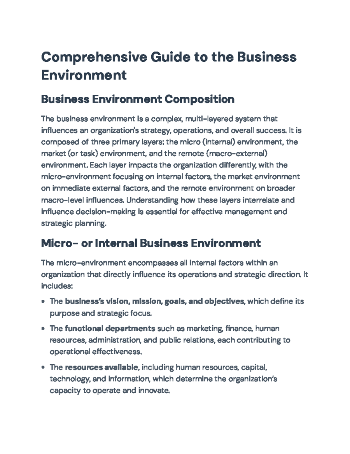 Comprehensive Guide to Business Environment Analysis (BE 101) - Studocu