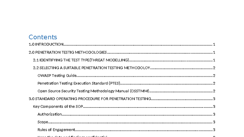 Penetration Testing Methodologies and SOP - BBIT Final Exam - Studocu