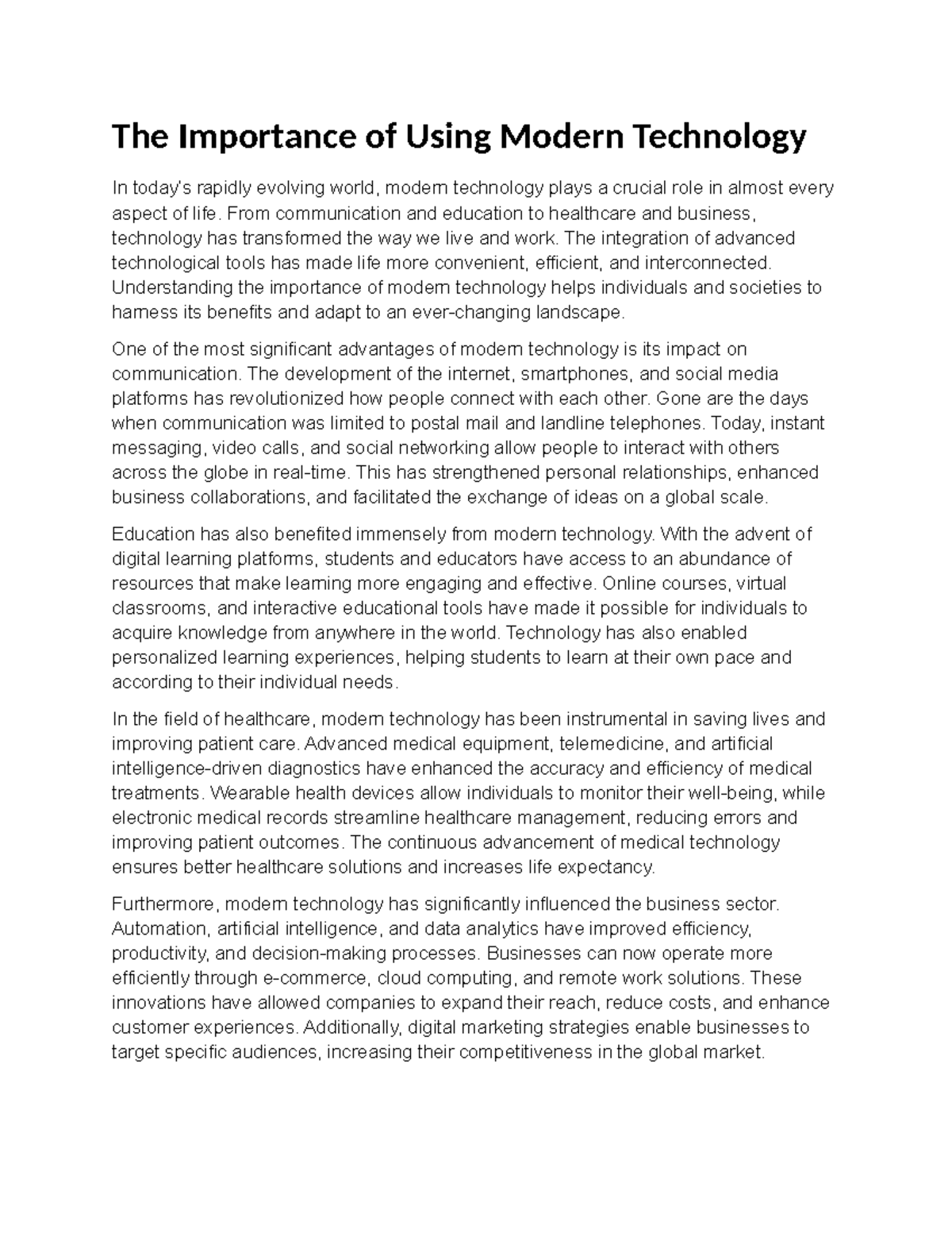 The Importance of Using Modern Technology - From communication and ...