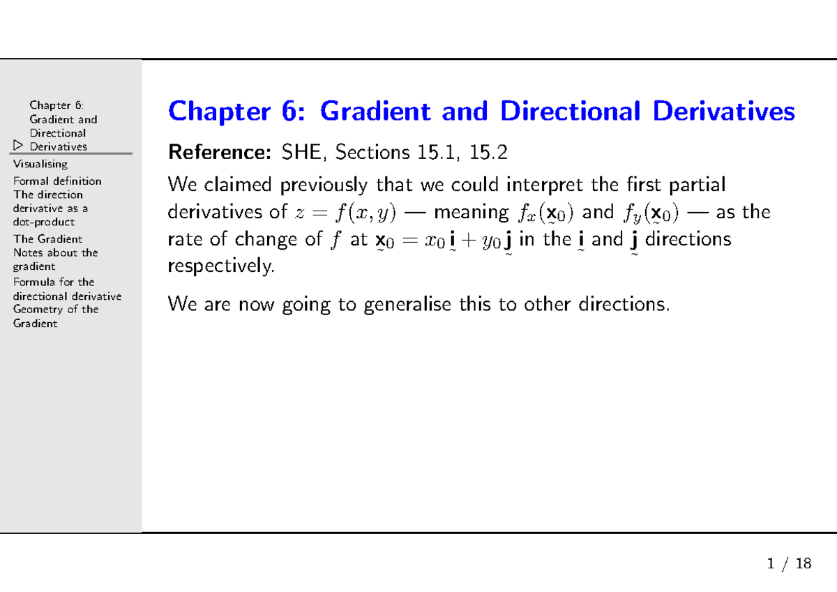 2025 T1 Slides-06-Gradients And Directional Derivatives - ⊲ Chapter 6 ...