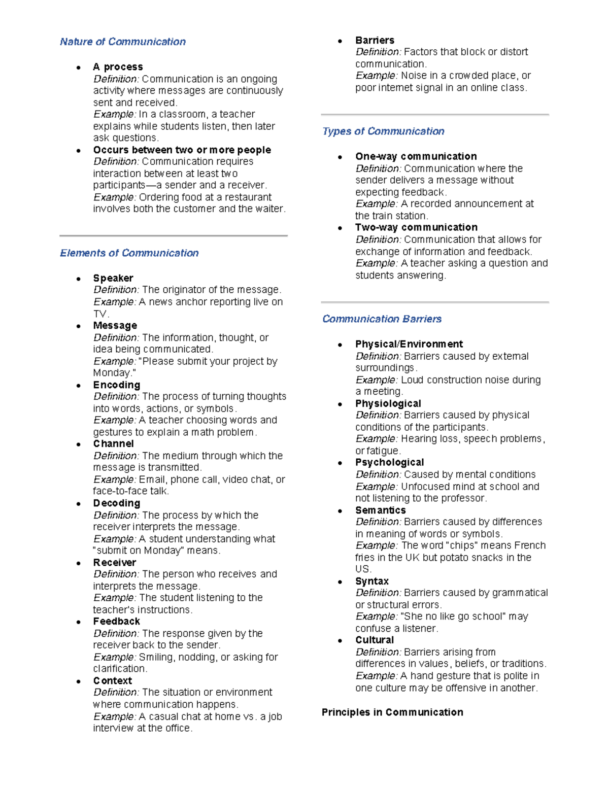 PURPOSIVE COMMUNICATION REVIEWER: Key Concepts and Definitions - Studocu