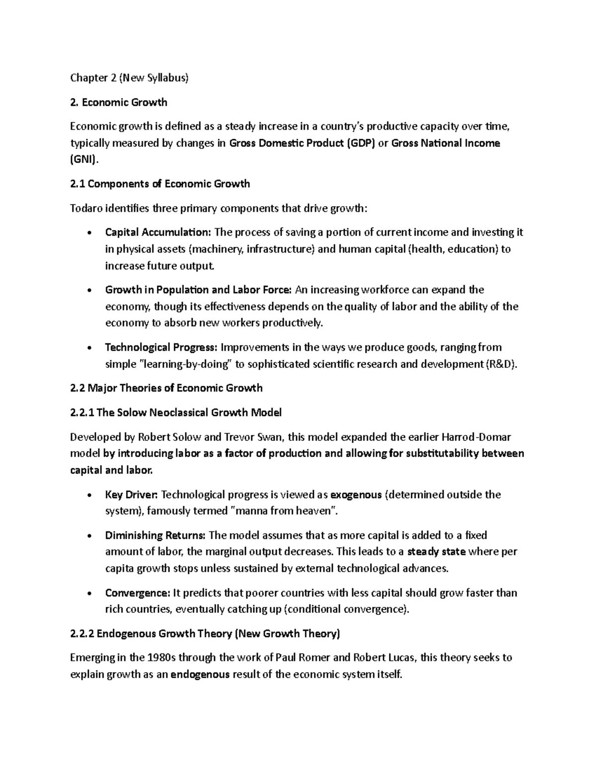 LMS - Chapter 2: Economic Growth and Theories Overview - Studocu