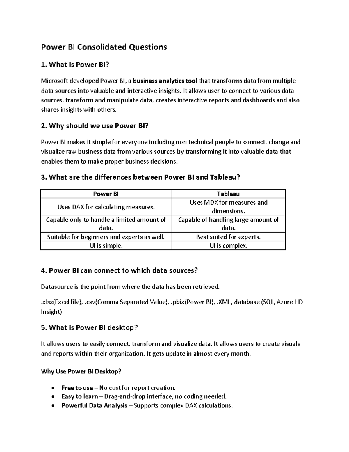 Power BI Questions - Comprehensive Study Guide for Exam - Studocu