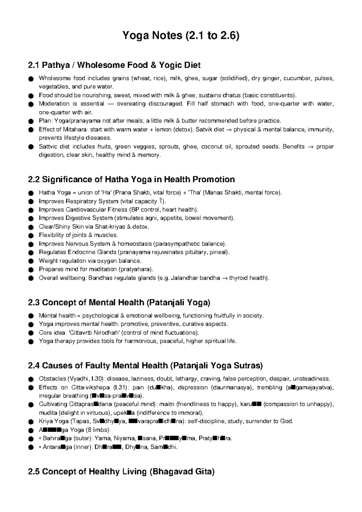 Yoga Notes (2.1 to 2.6): Wholesome Diet & Hatha Yoga Benefits - Studocu