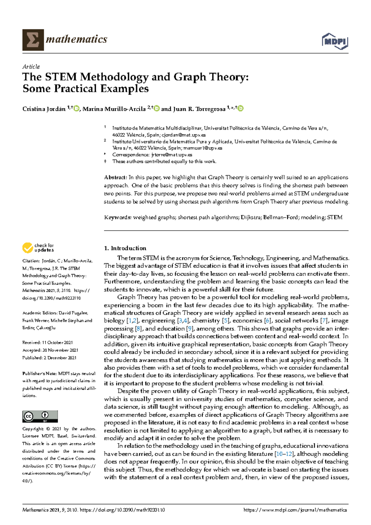 The STEM Methodology and Graph Theory: Practical Applications in Math ...